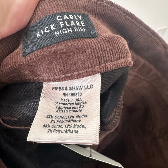 Veronica Beard Carly Kick Flare High Rise Chocolate Brown Corduroy Jean 32 - Picture 7 of 9